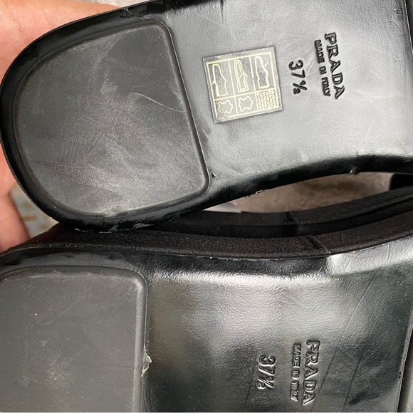 Prada double geta satin plataforms sandals white and black - Picture 12 of 12